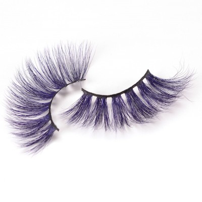 Beautiful colored eyelash fluffy mink eyelash 25 mm real mink eyelash  for girls Full Strip Lashes